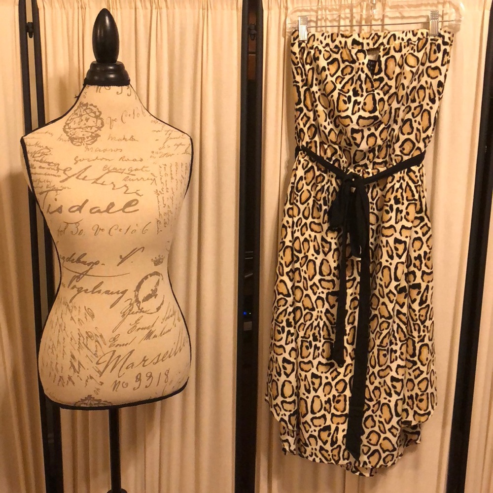 Leopard Print Strapless Dress